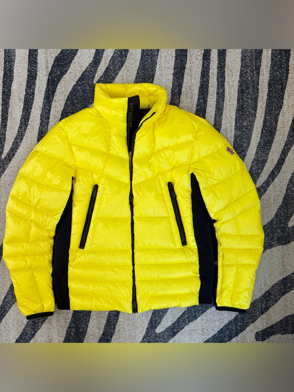 Moncler Grenoble Canmore Yellow and Black Full Zip Down Jacket 4/L NWOT